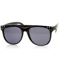 Wayfarer Spiked Accented Super Retro Flat Top Dark Lens Horn Rimmed Glasses (Black-Gunmetal) - CE11EV5B7CR $20.56