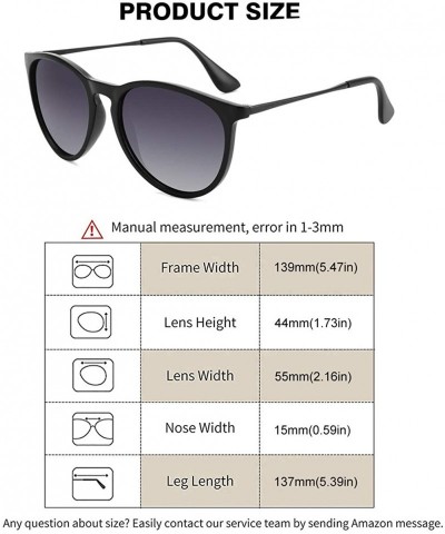 Rectangular Polarized Sunglasses for Women Vintage Retro Round Mirrored Lens - Black Frame Gradient Grey Lens - CA18SOIAEK9 $...