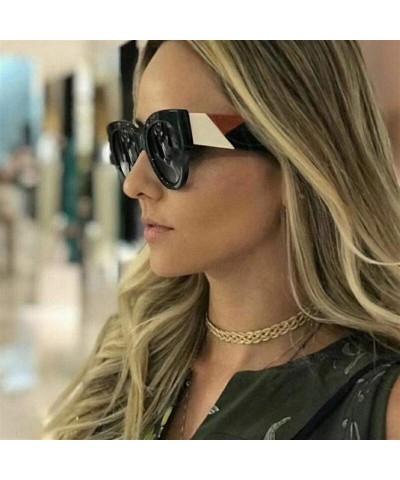 Oversized Oversized Square Sunglasses for Women UV400 - C5 White Red - CX198GGT2QW $11.73