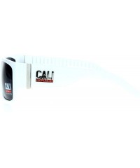 Rectangular Cali Republic Rigid Robotic Rectangular Biker Sunglasses - White - CX12I5GR82Z $19.94
