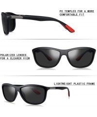 Oversized Oversized Square Polarized Sunglasses for Men Women- Classic Rectangle Frame with UV400 Lens - CE18UW2TIY7 $18.29