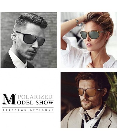 Oversized Oversized Square Polarized Sunglasses for Men Women- Classic Rectangle Frame with UV400 Lens - CE18UW2TIY7 $18.29