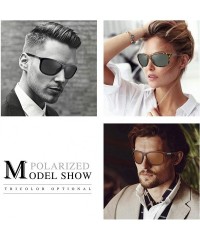 Oversized Oversized Square Polarized Sunglasses for Men Women- Classic Rectangle Frame with UV400 Lens - CE18UW2TIY7 $8.65