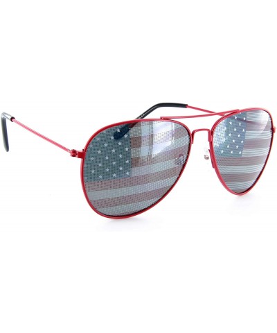 Aviator Patriotic American Flag Aviator Sunglasses USA Glasses Gift Set for Men Women - Red+blue - C611N0HP4MV $8.28