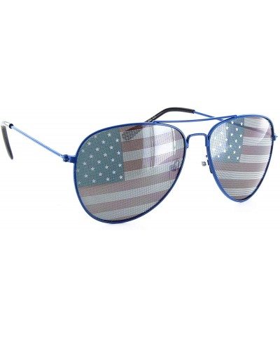 Aviator Patriotic American Flag Aviator Sunglasses USA Glasses Gift Set for Men Women - Red+blue - C611N0HP4MV $8.28