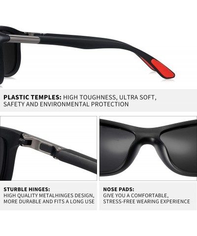 Oversized Oversized Square Polarized Sunglasses for Men Women- Classic Rectangle Frame with UV400 Lens - CE18UW2TIY7 $18.29