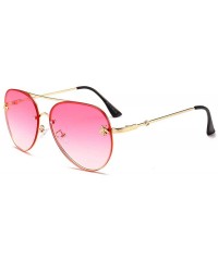 Goggle Personality Sunglasses With Rimless Ocean Sunglasses Large Frame Glasses - C2 Gold Frame Double Powder - CF18TNWC39E $...