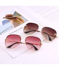 Goggle Personality Sunglasses With Rimless Ocean Sunglasses Large Frame Glasses - C2 Gold Frame Double Powder - CF18TNWC39E $...