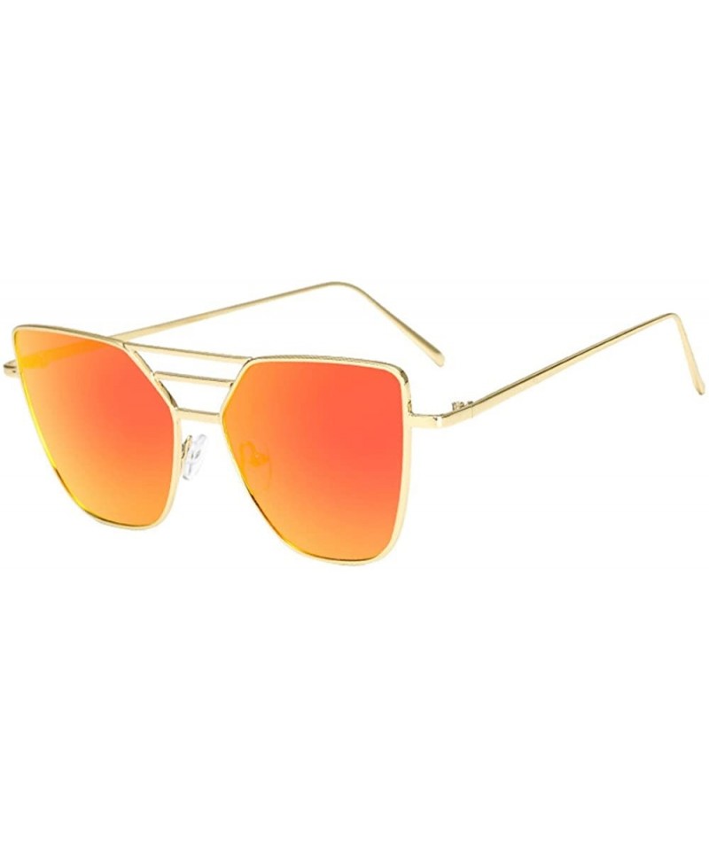 Goggle Sunglasses Fashion Unisex Vintage Irregular Glasses Fashion Aviator Mirror Sunglasses - Red - C118NAOC4UZ $6.65