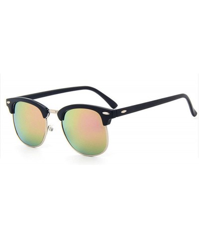 Goggle Half Metal Fashion Sunglasses Men/Women Er Retro Rivet Lens Classic Sun Glasses FeOculos UV400 - C4 - CS199C05I8R $49.99