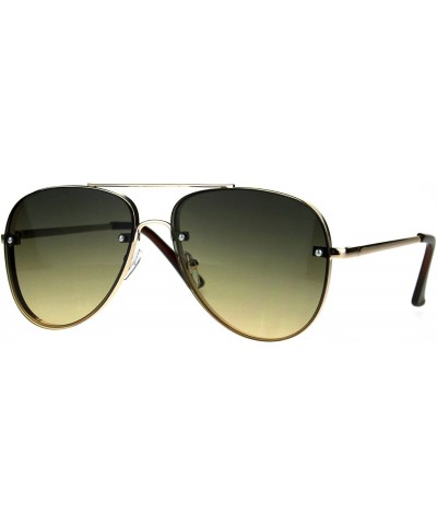 Aviator Rims Behind Lens Aviator Sunglasses Designer Style Metal Frame UV 400 - Gold (Brown) - CW188T56R59 $19.23