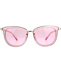 Rectangular Retro Pop Color Double Horn Rim Womens Sunglasses - Pink - CX18C7HI82I $12.27