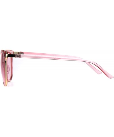 Rectangular Retro Pop Color Double Horn Rim Womens Sunglasses - Pink - CX18C7HI82I $12.27