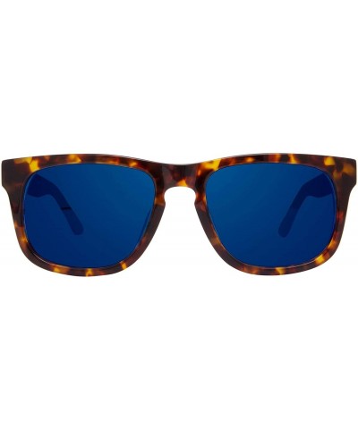 Aviator Eyewear - Riley - Designer Square Sunglasses for Men and Women - Amber Tortoise + Blue Mirror - CC18TUYSRIU $37.63