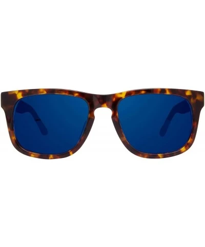 Aviator Eyewear - Riley - Designer Square Sunglasses for Men and Women - Amber Tortoise + Blue Mirror - CC18TUYSRIU $84.37