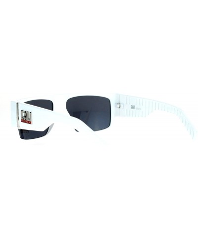 Rectangular Cali Republic Rigid Robotic Rectangular Biker Sunglasses - White - CX12I5GR82Z $13.29