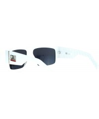 Rectangular Cali Republic Rigid Robotic Rectangular Biker Sunglasses - White - CX12I5GR82Z $19.94