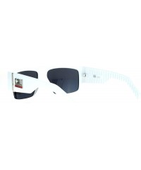 Rectangular Cali Republic Rigid Robotic Rectangular Biker Sunglasses - White - CX12I5GR82Z $13.29