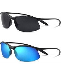 Sport Mens Sunglasses Polarized Sport- Tr90 Ultralight-Idea for Running Fishing Baseball Driving 8002 - Black+blue - CV194EEL...