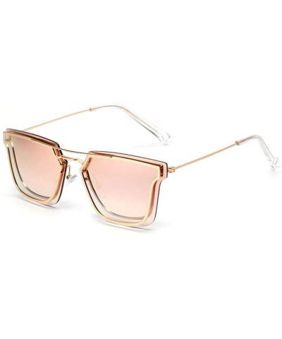 Rimless Square Personality Glasses Sunglasses Men Sunglasses Acrylic Lenses - Pink - CZ18UXA0RKY $34.55