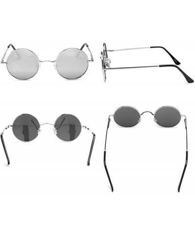 Oval John Lennon Vintage Round Polarized Hippie Sunglasses Small Circle Sun Glasses - Mercury Lens/Silver Frame - CD1860RHNHQ...