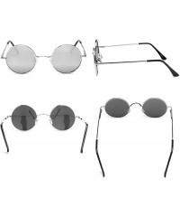 Oval John Lennon Vintage Round Polarized Hippie Sunglasses Small Circle Sun Glasses - Mercury Lens/Silver Frame - CD1860RHNHQ...