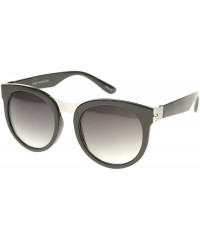 Wayfarer Oversize Metal Nose Bridge Round Lens Horn Rimmed Sunglasses 52mm - Black-silver / Lavender - CH12I21S5LL $10.49