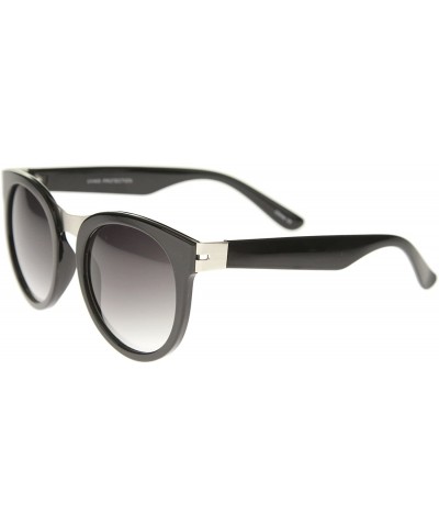 Wayfarer Oversize Metal Nose Bridge Round Lens Horn Rimmed Sunglasses 52mm - Black-silver / Lavender - CH12I21S5LL $10.49