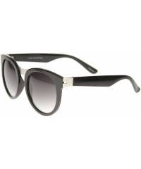 Wayfarer Oversize Metal Nose Bridge Round Lens Horn Rimmed Sunglasses 52mm - Black-silver / Lavender - CH12I21S5LL $10.49