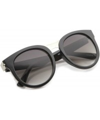Wayfarer Oversize Metal Nose Bridge Round Lens Horn Rimmed Sunglasses 52mm - Black-silver / Lavender - CH12I21S5LL $10.49