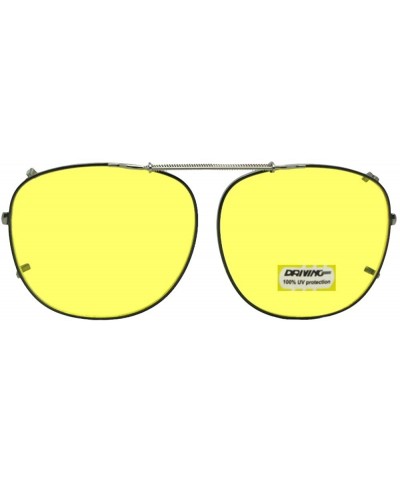 Square Square Yellow Non Polarized Clip on Sunglass - Black-non Polarized Yellow Lens - C41807IXKYZ $13.48
