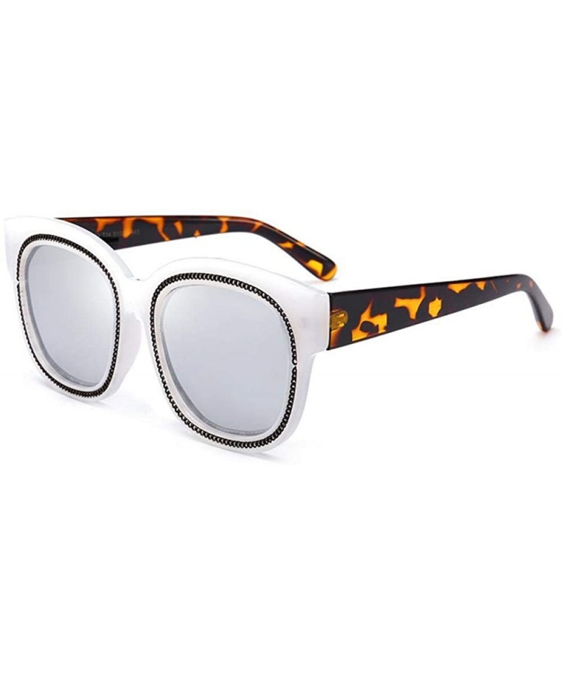 Aviator Cat Eye Chain Polarized Sunglasses Men Women 2019 Fashion Shades C2 Leopard - C6 Silver - CV18YLY3ZQ4 $10.77