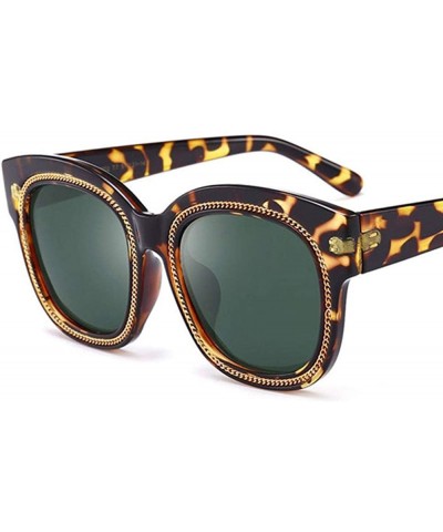 Aviator Cat Eye Chain Polarized Sunglasses Men Women 2019 Fashion Shades C2 Leopard - C6 Silver - CV18YLY3ZQ4 $10.77