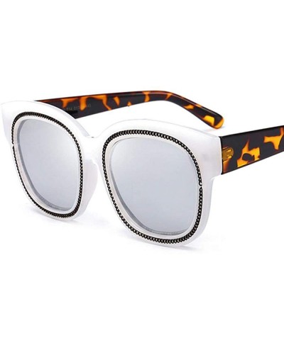 Aviator Cat Eye Chain Polarized Sunglasses Men Women 2019 Fashion Shades C2 Leopard - C6 Silver - CV18YLY3ZQ4 $10.77