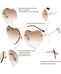 Rimless Heart Sunglasses for women Rimless Thin Metal Frame Heart shaped Sun glasses UV400 - Brown - C418KGQC29U $23.79