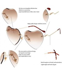 Rimless Heart Sunglasses for women Rimless Thin Metal Frame Heart shaped Sun glasses UV400 - Brown - C418KGQC29U $12.98