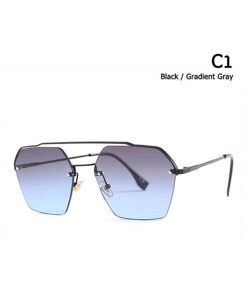 Semi-rimless 2020 Fashion Semi-RimlStyle Rivets Sunglasses Women Gradient Sun Glasses Oculos De Sol 25034 - C1 - CU197Y6TDIA ...