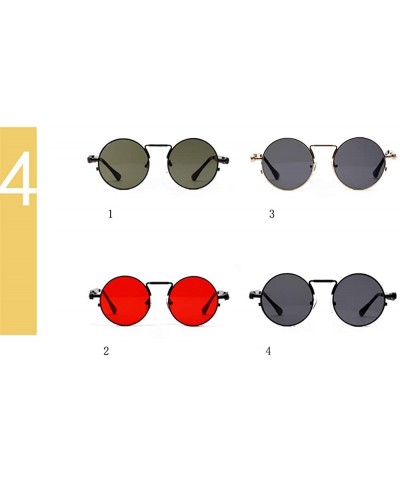 Round Vintage Steampunk Red Sunglasses Men Round Punk Metal Retro Sun Glasses Women - Black - CG199L3HR6K $9.36