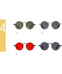 Round Vintage Steampunk Red Sunglasses Men Round Punk Metal Retro Sun Glasses Women - Black - CG199L3HR6K $9.36