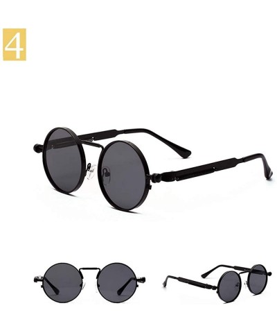 Round Vintage Steampunk Red Sunglasses Men Round Punk Metal Retro Sun Glasses Women - Black - CG199L3HR6K $9.36