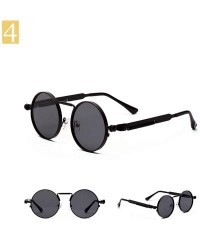 Round Vintage Steampunk Red Sunglasses Men Round Punk Metal Retro Sun Glasses Women - Black - CG199L3HR6K $9.36