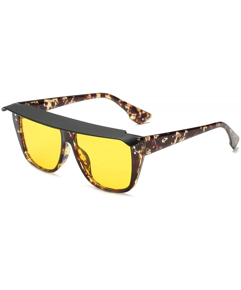 Goggle Retro Vintage Round Shield Modern Unisex UV Protection Fashion Sunglasses - Yellow - C718WQ6ZRZH $19.34