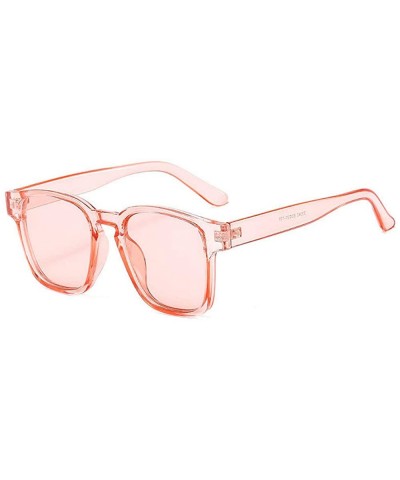 Square Fashion Unisex Square Transparent Jelly Sunglasses Outdoor HD Large Frame Designer Sunglasses - Pink - CN193DXYUUZ $15.56