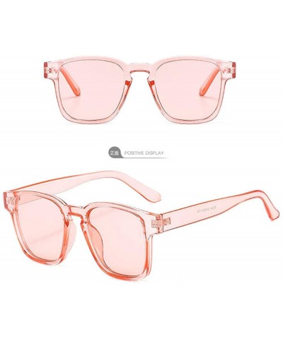 Square Fashion Unisex Square Transparent Jelly Sunglasses Outdoor HD Large Frame Designer Sunglasses - Pink - CN193DXYUUZ $15.56