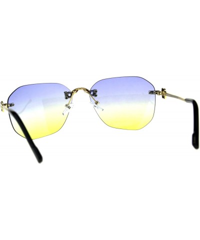 Rimless Womens Rimless Butterfly Designer Fashion Tie Dye Gradient Sunglasses - Blue Yellow - C418D9HOOTW $12.13