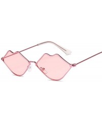 Sport Small Fe Sunglasses Women Retro Lips Mirror Metal Sun Glasses Female Vintage Brand Designer - Blackgary - CG18W78RKOW $...