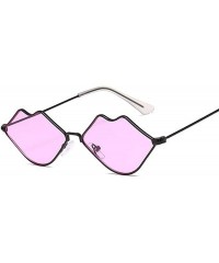 Sport Small Fe Sunglasses Women Retro Lips Mirror Metal Sun Glasses Female Vintage Brand Designer - Blackgary - CG18W78RKOW $...