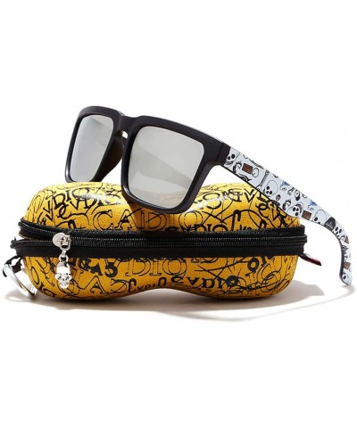 Semi-rimless Eye-Catching Function Polarized Sunglasses for Men Matte Black Frame Fit Skull Zipper Case C4 - CG194O5GT56 $49.48