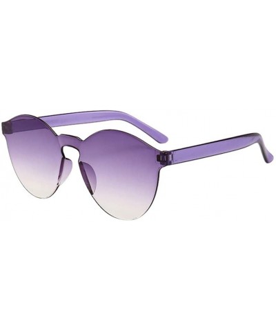 Rectangular Women Men Fashion Clear Resin Retro Funk Sunglasses Outdoor Frameless Eyewear Glasses (Purple A) - Purple a - C01...