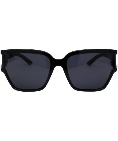 Square Womens Modern Fashion Sunglasses Shield Square Extended Side Lens UV400 - Black (Black) - CY18Y5AWSU7 $14.00